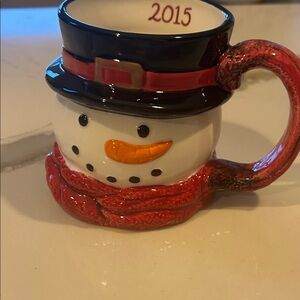 St. Nicholas Square Snowman Mug with Red and Black Accents
